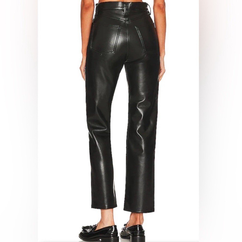 AGOLDE Recycled Leather Fitted 90's Pants Faux Leather Black Leather - Picture 3 of 11